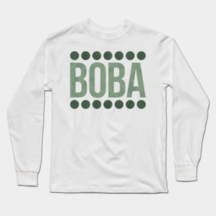 Matcha Boba Balls Typography Long Sleeve T-Shirt